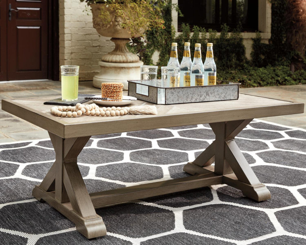 Beachcroft Outdoor Beige Rectangular Cocktail Table