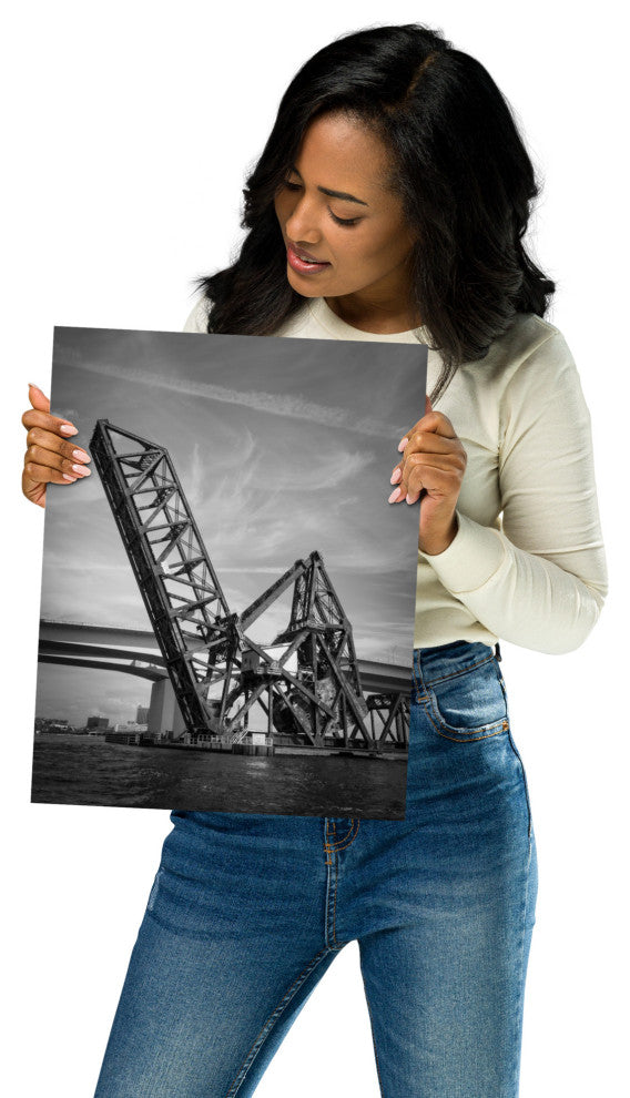 Modern Industrial Wall Decor: Train Drawbridge 2 Black & White Photo, 11" X 14"