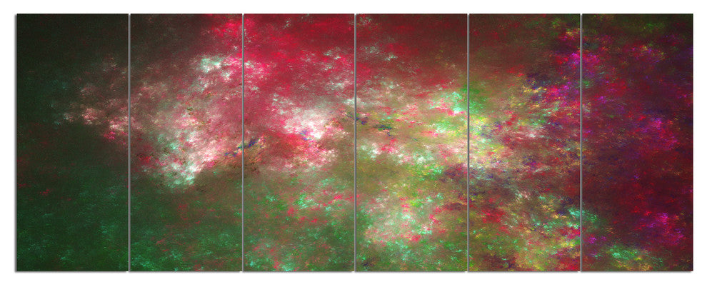 Colorful Starry Fractal Sky, Abstract Canvas Art Print, 70"x28", 6 Panels