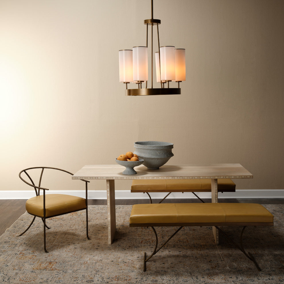 Kingdom Glass 6-Light Chandelier, Antique Brass