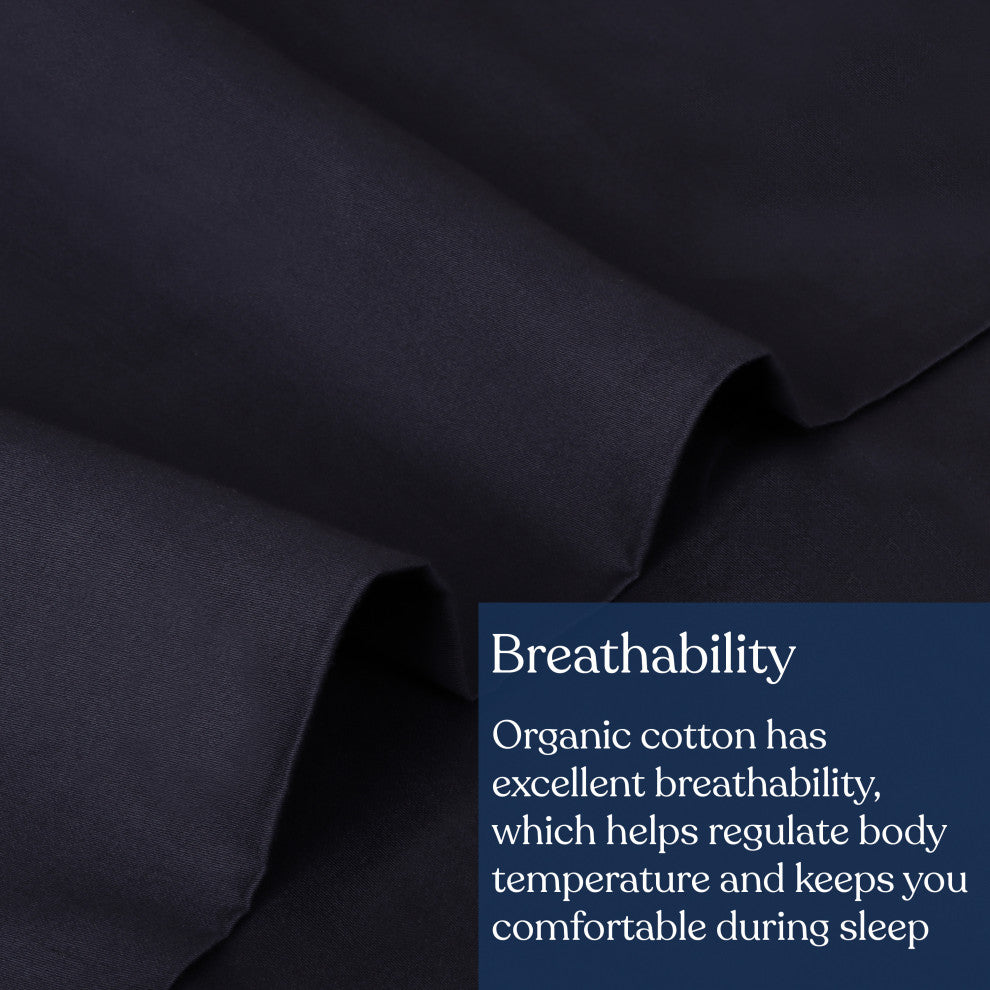 Delara GOTS Certified 100% Organic Cotton Flat Sheet 400TC, Dark Gray, King, 108"x105"