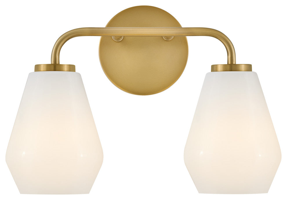 Lark Gio 14.75" Two-Light Bath Vanity Fixture, Lacquered Brass