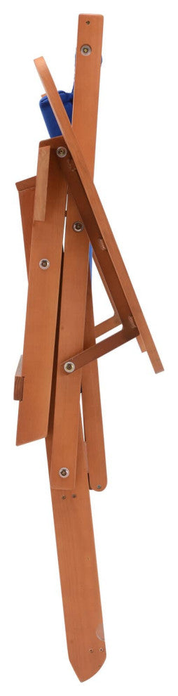 Romantic Collection Canvas Sling Chair with Cup and Wine Holder, Walnut Frame Bl