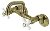 Kingston Brass KS612AB Two-Handle Wall Mount Bar Faucet, Antique Brass