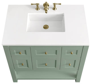 Breckenridge 36" Single Vanity, Smokey Celadon,  White Zeus Quartz Top