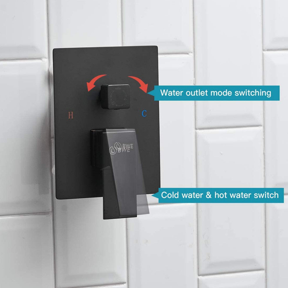 Wellfor 12" Square Bathroom Luxury Rain Mixer Shower Combo Set