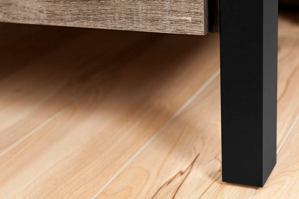 South Shore Munich 2-Drawer Nightstand, Weathered Oak And Matte Black
