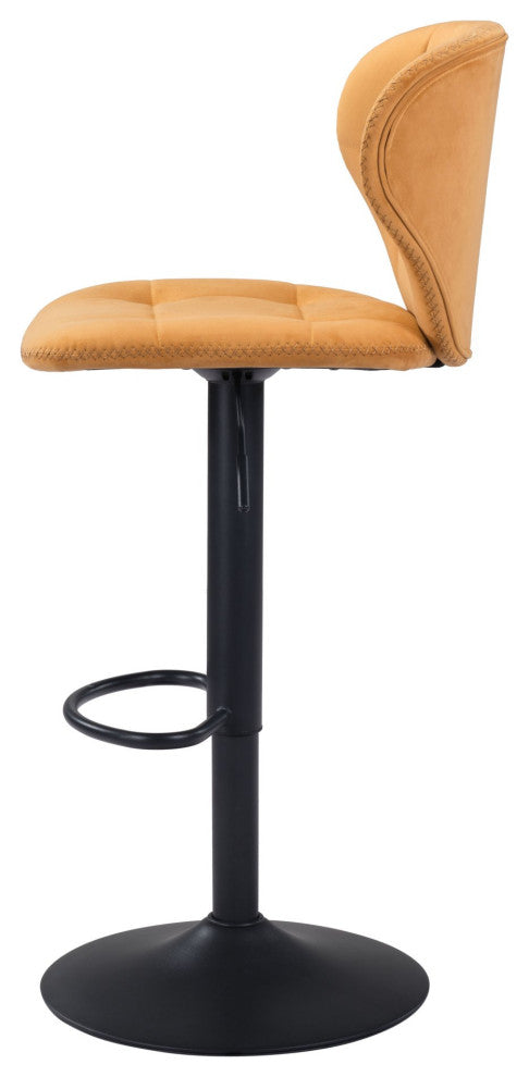 Bar Stool Chair Barstool, Steel Metal, Fabric, Yellow, Black, Cafe Bistro