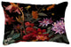 Floral Craze Floral Print Throw Pillow With Linen Texture, Black, 14"x20"