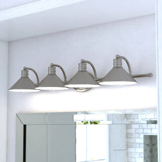 Akron 4 Light Vanity Satin Nickel and Matte White