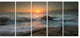Lashing Sea Waves At Sunset, Beach Photo Canvas Print, 60"x28", 5 Panels