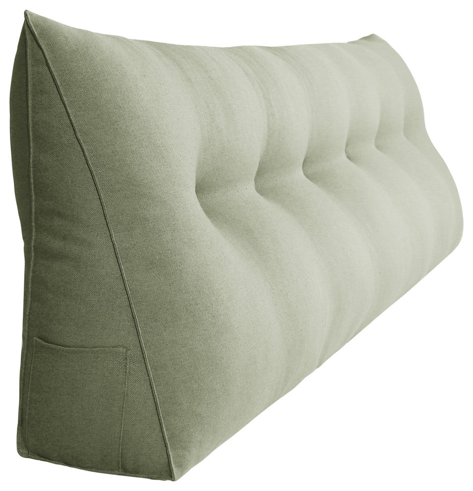 WOWMAX Backrest Wedge Reading Pillow Headboard Linen Blend Lime Green, 71x20x8