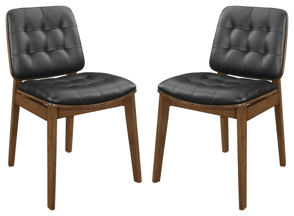 Set of 2 Side Chairs, Natural Walnut and Black