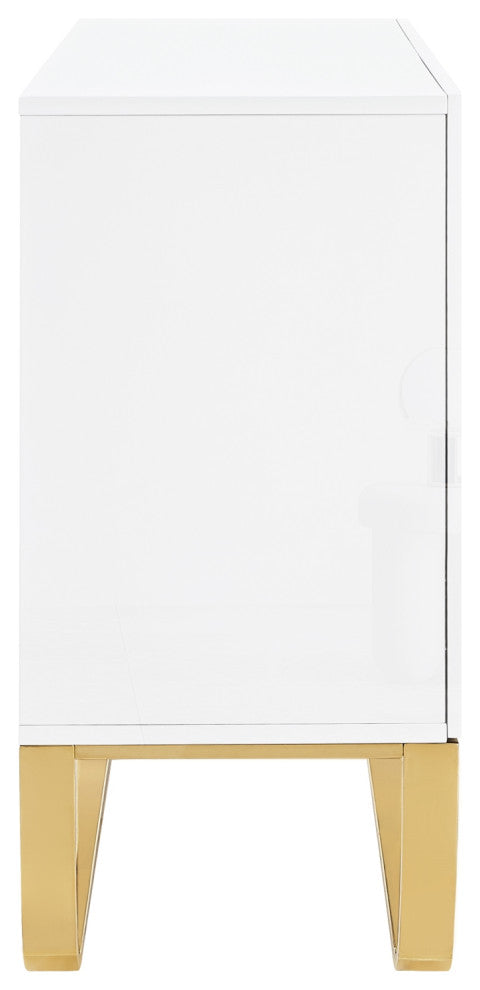 Nicole Miller Jacelynn Sideboard, White/Gold, 2-Door