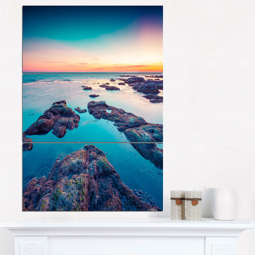 "Blue Sicily Island" Photography Canvas Art Print, 3 Panels, 28"x36"