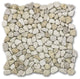 Non Slip Shower Floor Tile Tumbled Pebble Stone Travertine Giallo, 1 sheet