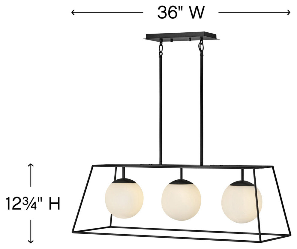 Hinkley Jonas Small Three Light Linear, Black
