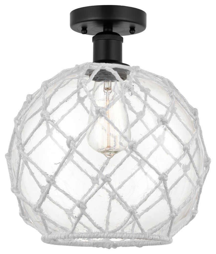 Innovations 616-1F-BK-G122-10RW 1 Light Semi-Flush Mount, Matte Black