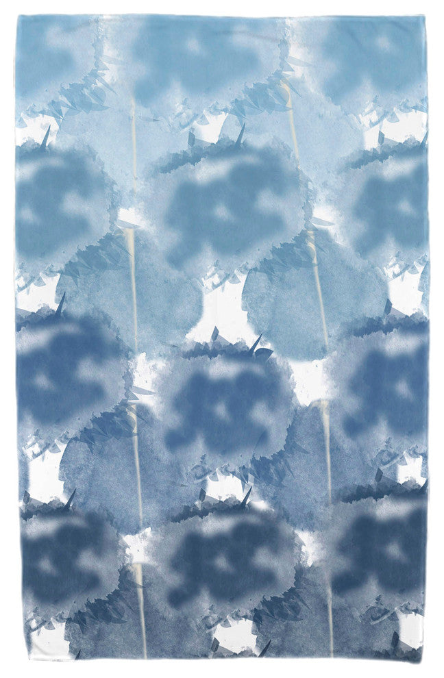 Beach Clouds, Geometric Print Beach Towel, Blue