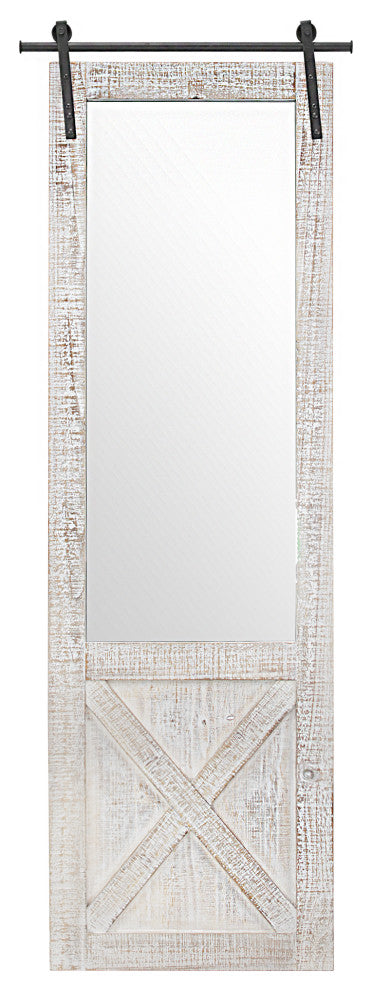 Wood Hanging Barn Door Wall Mirror