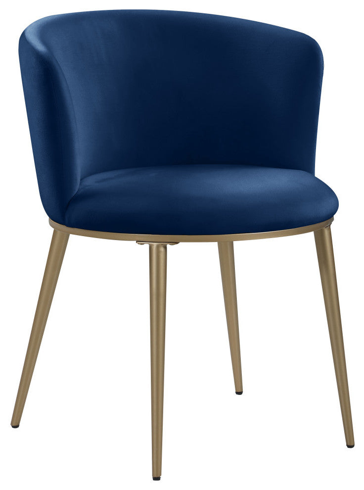 Skylar Dining Chair, Set of 2, Navy Velvet, Brushed Gold Iron Legs