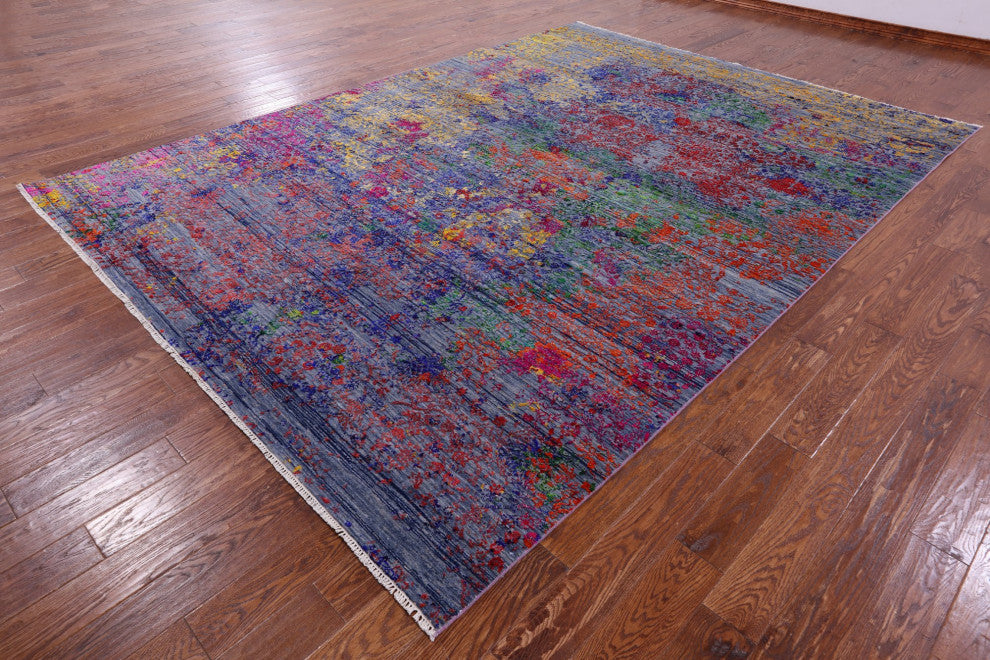 Handmade Modern Wool and Silk Rug 8' 10" X 12' 4" Q11861
