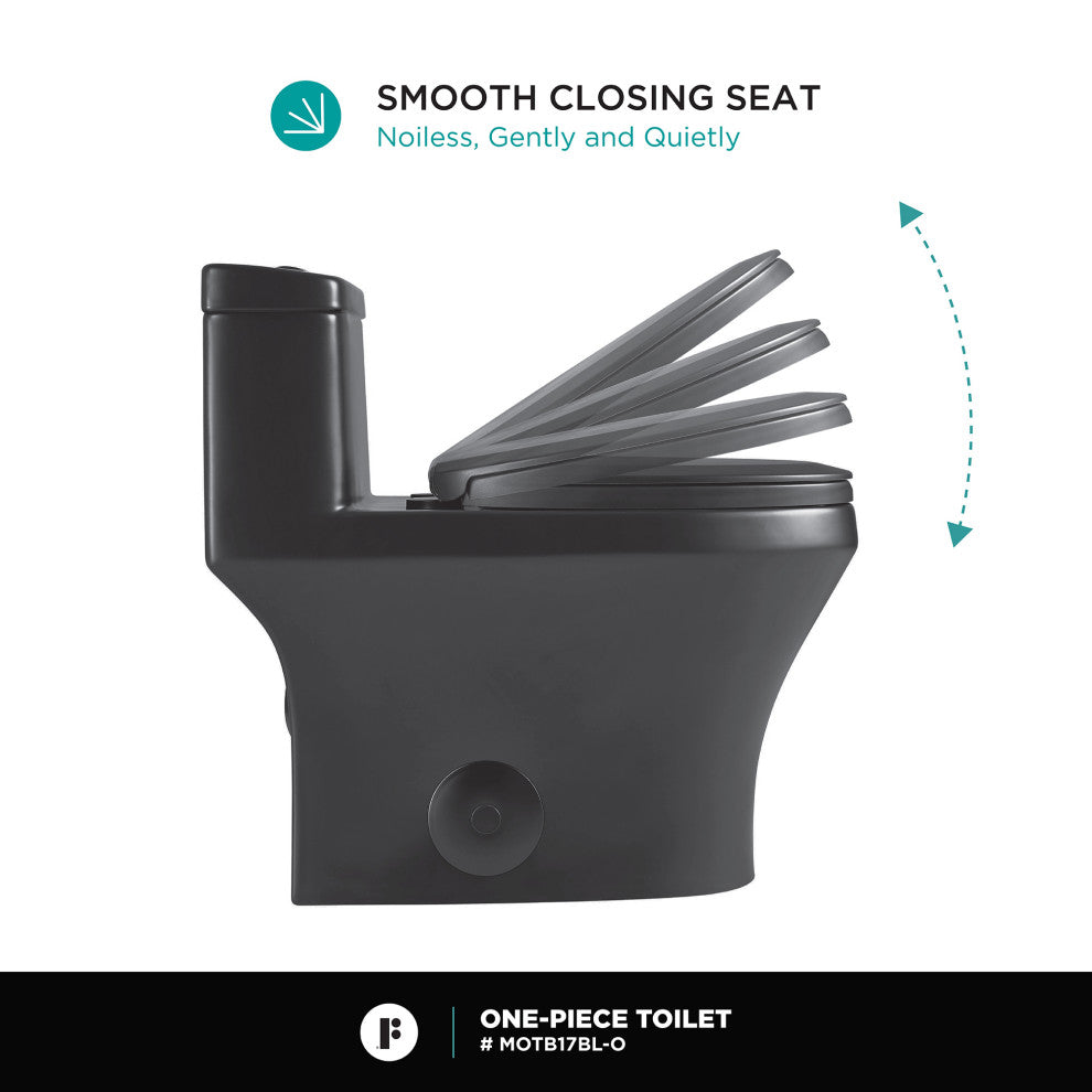 Fine Fixtures Dual-Flush Elongated One-Piece Toilet, Black Matte