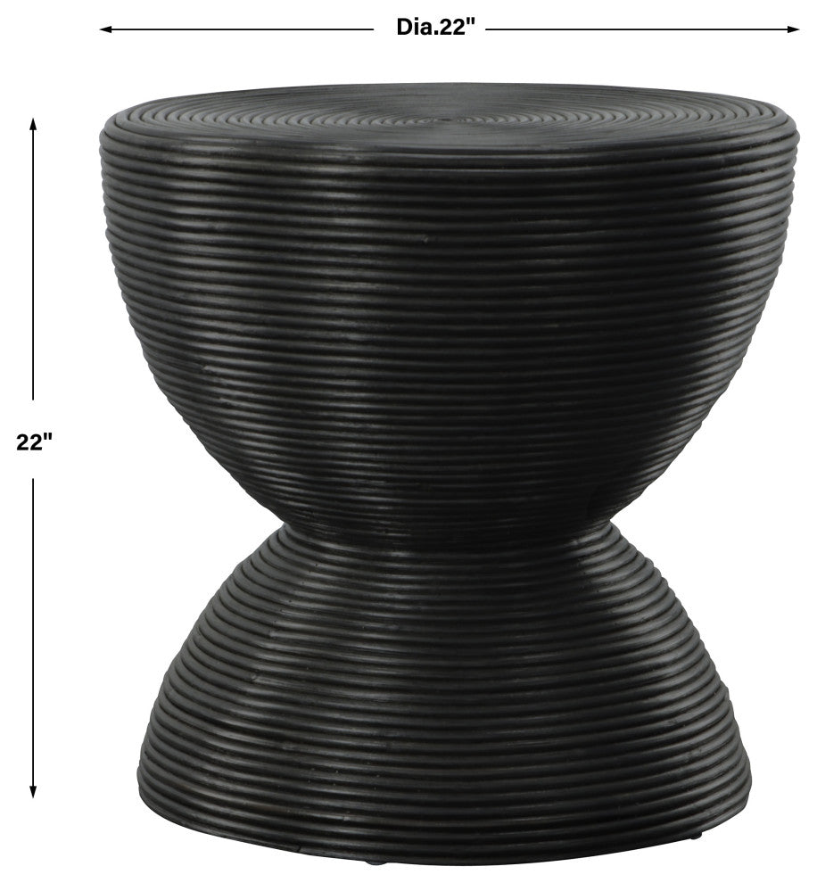 Uttermost Bongo Black Rattan Side Table