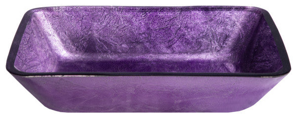Eden Bath EB_GS78 Rectangular Purple Foil Glass Vessel Sink