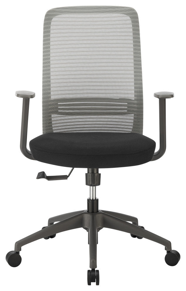 Kasper Mid-Back Office Chair, Grey Mesh Back and Black Fabric Seat