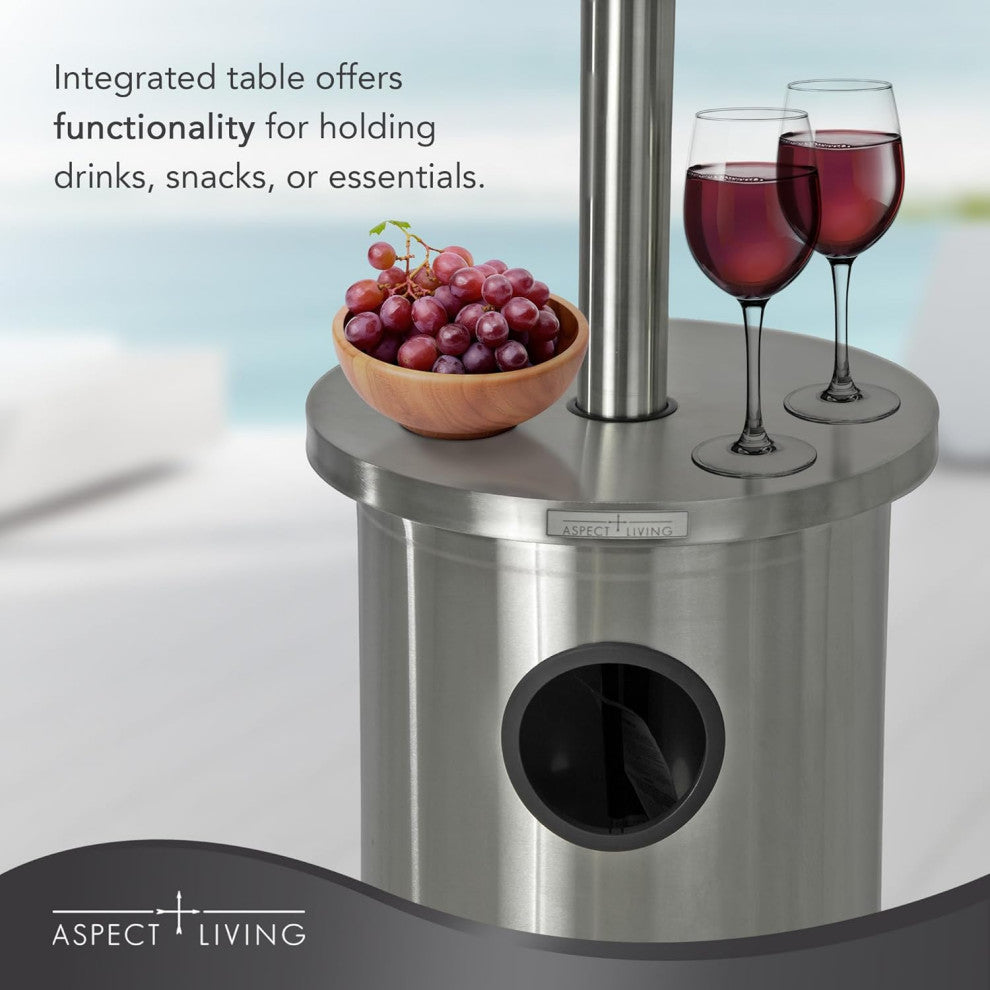 Aspect Living Stainless Steel Patio Heater With Table