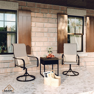 CASAINC 2 Piece Textilene Fabric Iron Frame Swivel Dining Chair