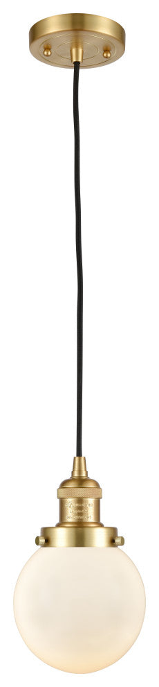 Beacon Mini Pendant, Satin Gold, Matte White