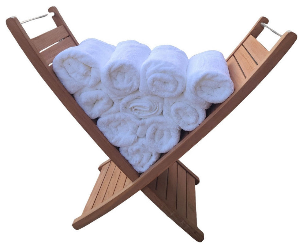 Teak Towel Holder / Rack Spa Bathroom Pool - Large