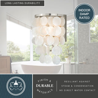 Vaxcel Elsa Capiz Shell 1-Light Vanity, Satin Nickel