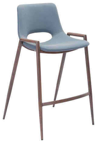 Desi Counter Stool, Set of 2 Blue/Walnut