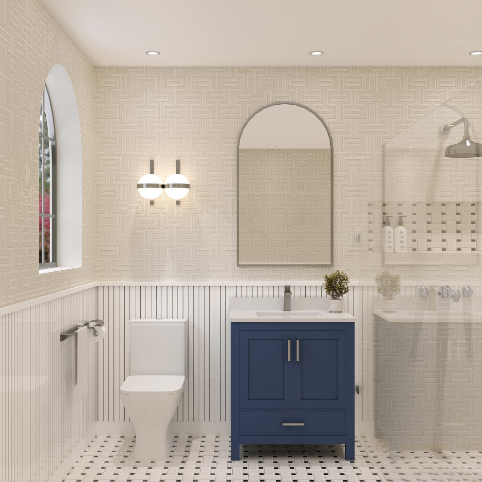 Rooh Bathroom Vanity, Navy Blue, 30", Vanity, Countertop, Sink