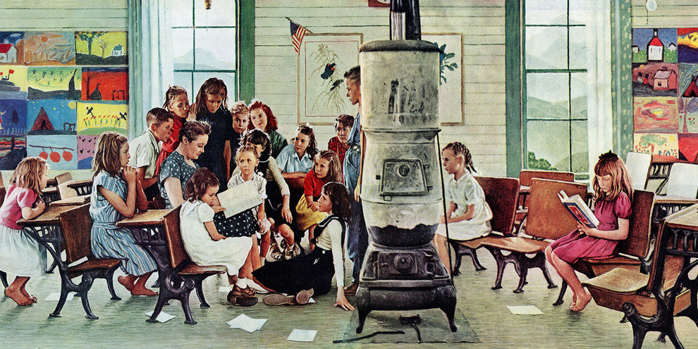 "N.R. Visits a Country School" Print on Canvas by Norman Rockwell