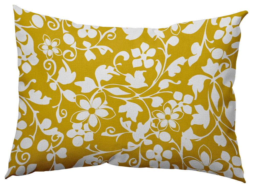 Evelyn Decorative Throw Pillow, Mustard, 14"x20"