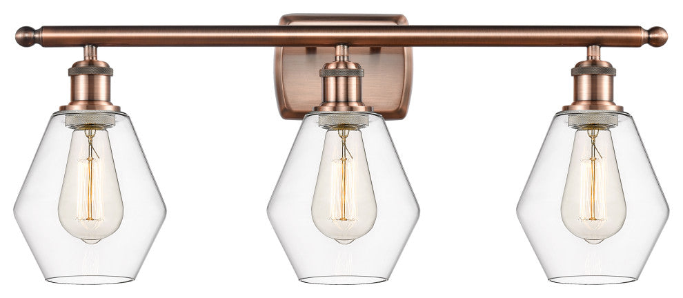 Innovations 516-3W-AC-G652-6 3-Light Bath Vanity Light, Antique Copper