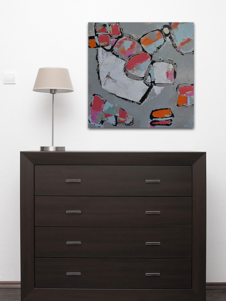 "Shapes in Flux" Painting Print on Wrapped Canvas, 24"x24"