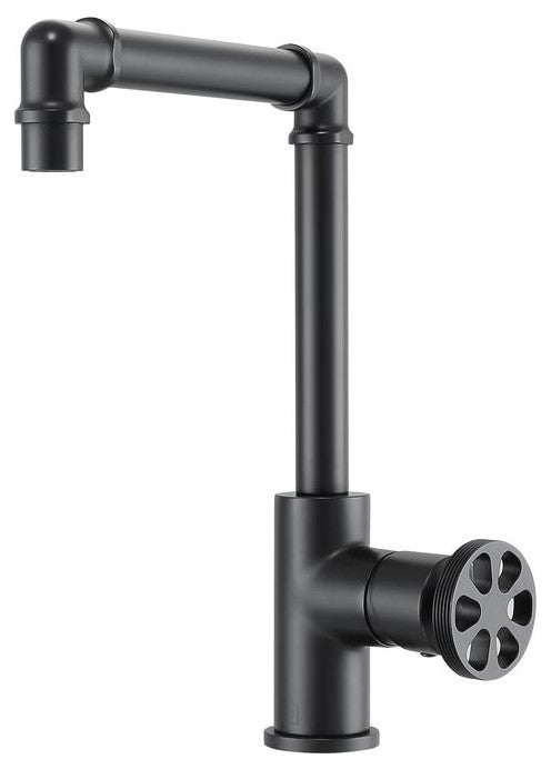 Urban Round Wheel Handle 1-Hole Bathroom Faucet in Matte Black