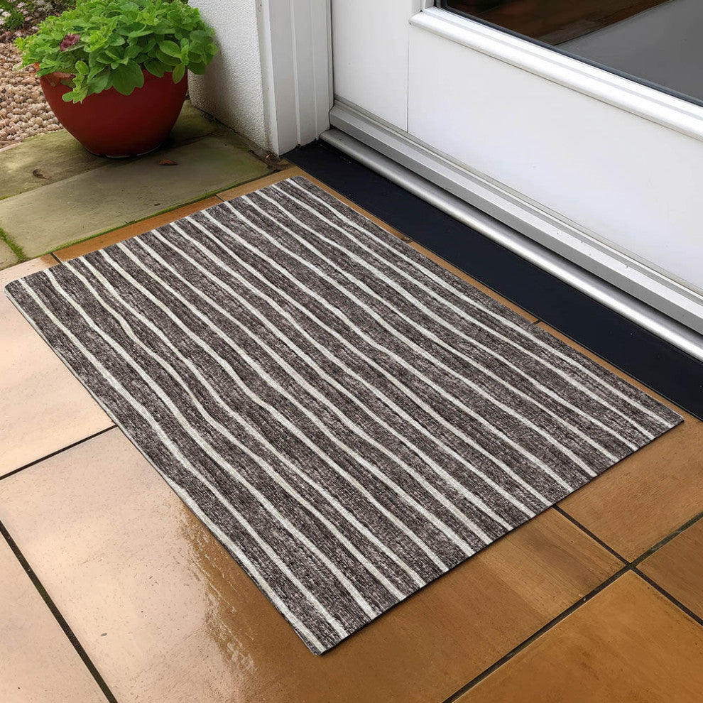 Indoor/Outdoor Laidley LA1 Chocolate Machine Washable 1'8" x 2'6" Rug
