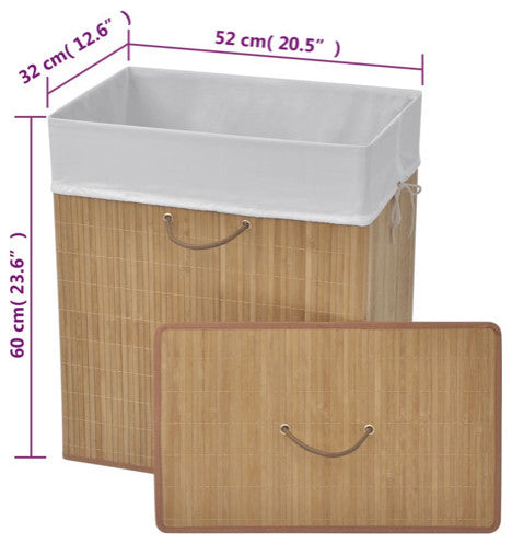vidaXL Laundry Basket Laundry Hamper Dirty Clothes Basket Rectangular Natural