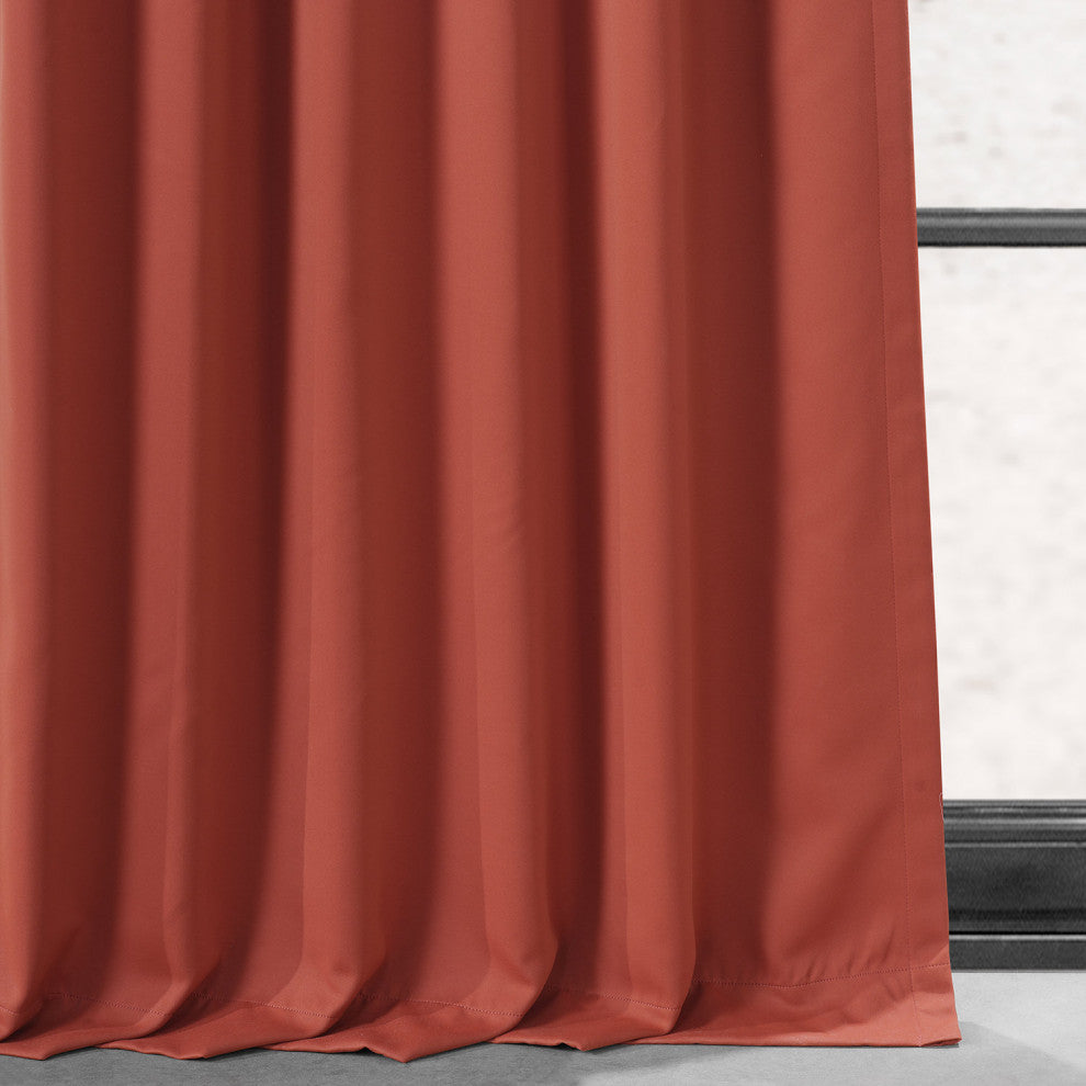 Sunset Orange Performance Woven Blackout Curtain Pair, 50W x 120L