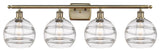 Ballston-Rochester 4-Light 38" Bath Vanity Light, Antique Brass, Clear