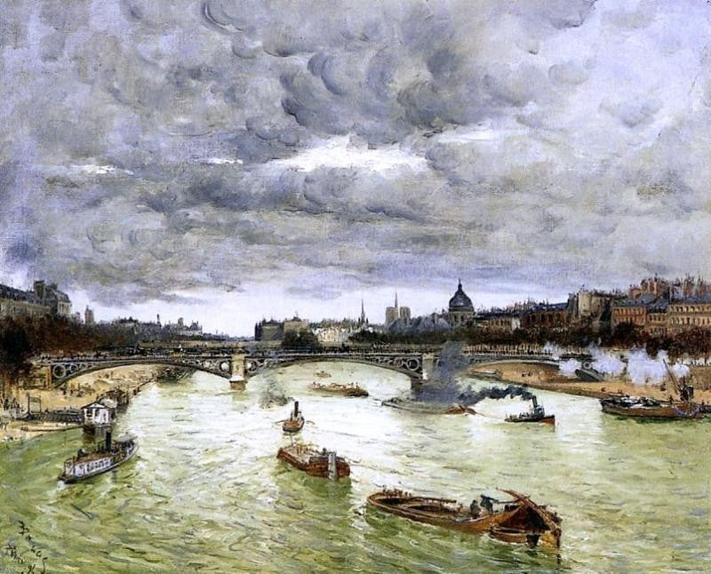 Frank Myers Boggs The Seine at Paris With the Pont du Carousel Wall Decal