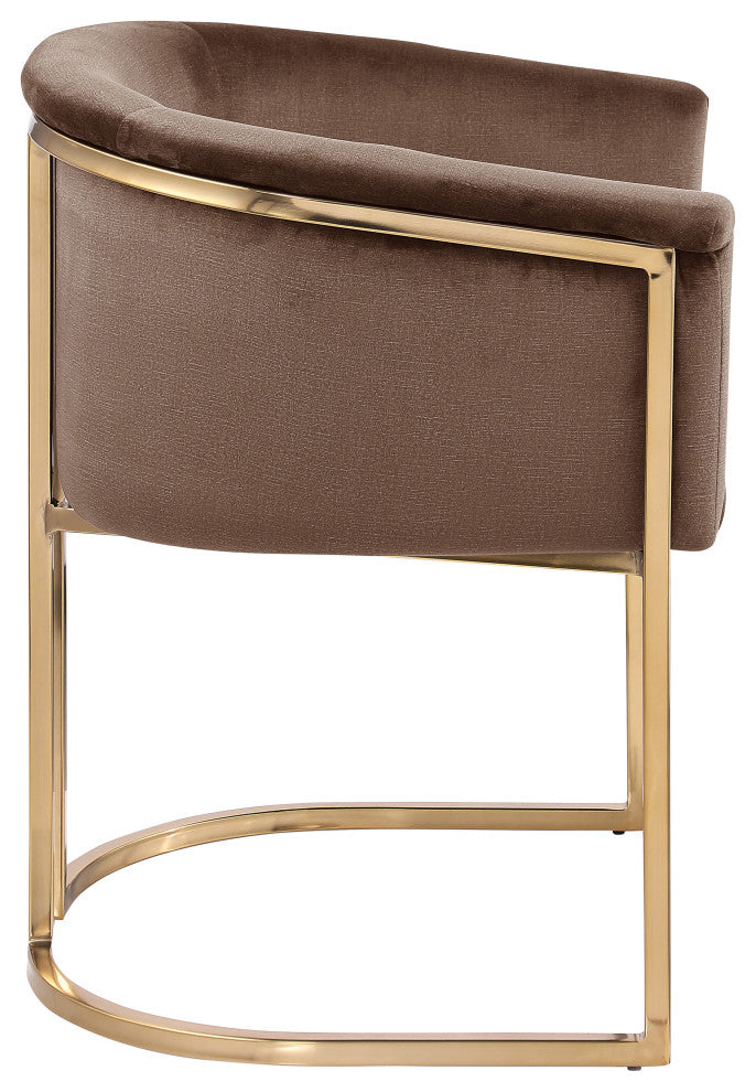 Tierra Velvet Upholstered Dining Chair, Brown