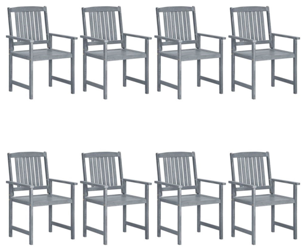 Vidaxl Garden Chairs With Cushions, Set of 8, Solid Acacia Wood Gray