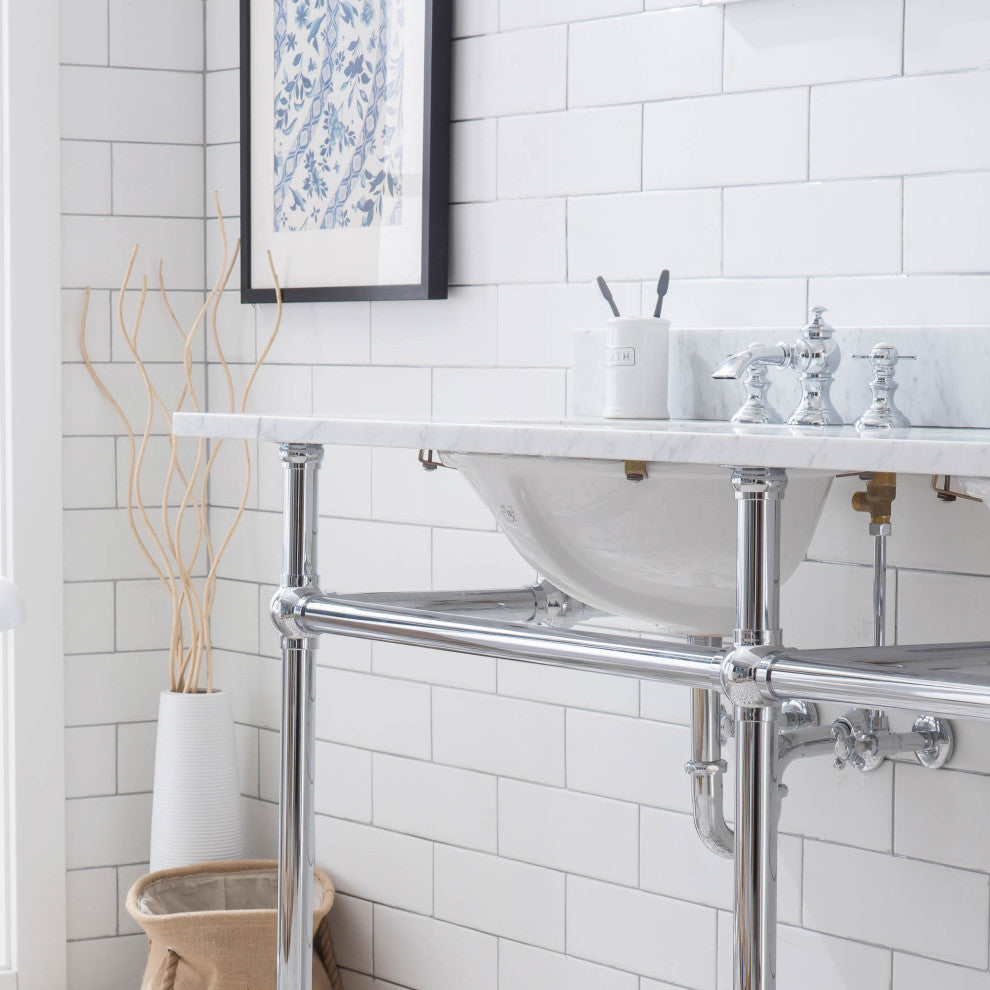Embassy 72" Wide Double Wash Stand, P-Trap, Countertop With Basin, Faucet
